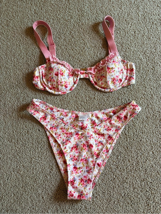 Strawberry Milk Mob Other - Strawberry Milk Mob Pink Floral Bikini Set young love